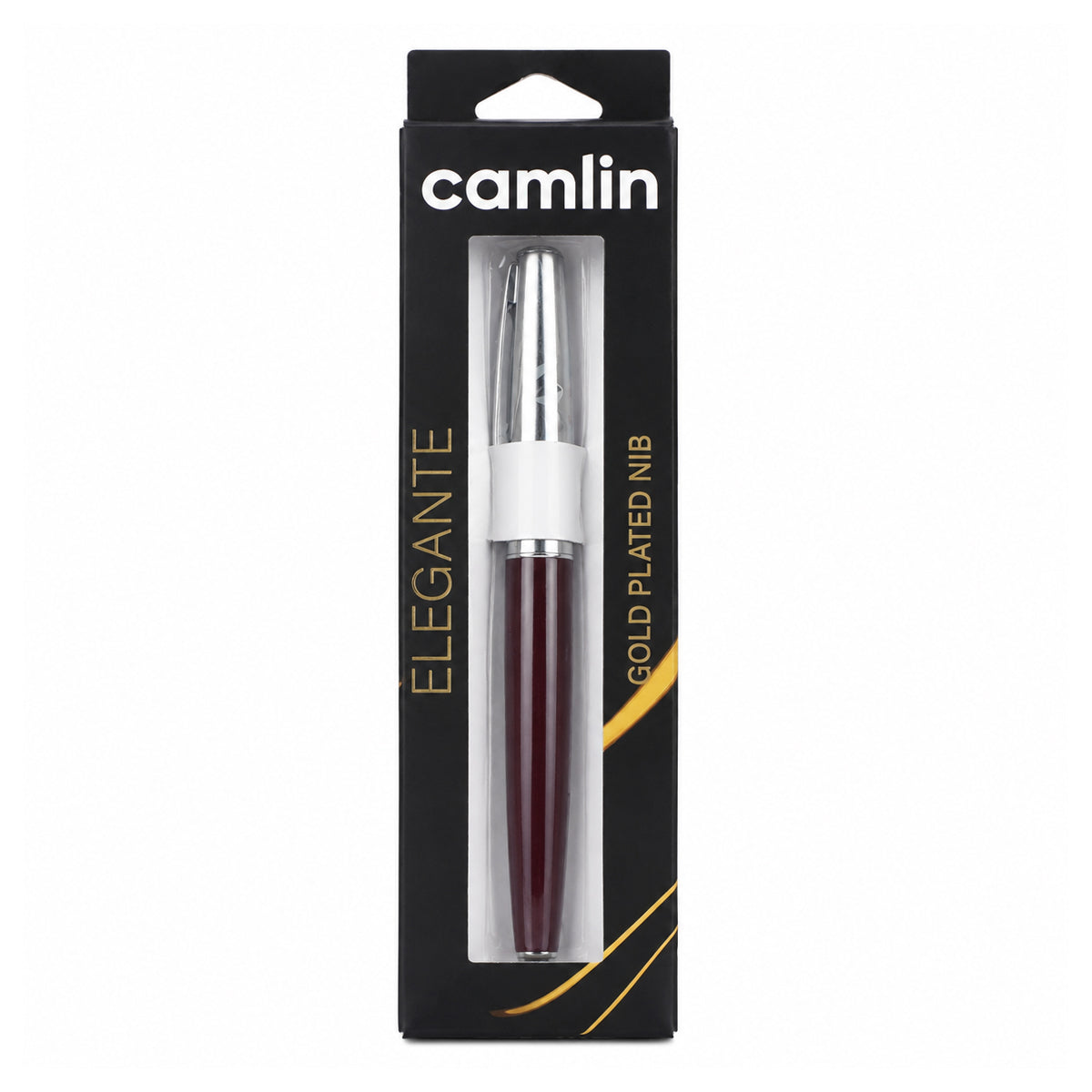 Camlin Elegante Gold Plated Nib Fountain Pen – Maroon & Silver, Fine