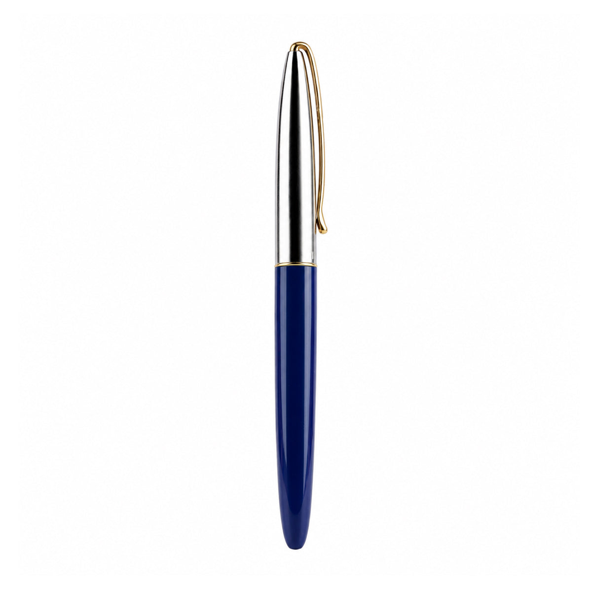 Camlin Trinity Fountain Pen – Blue Body, Silver Cap, 24K Gold‑Plated Fine Nib
