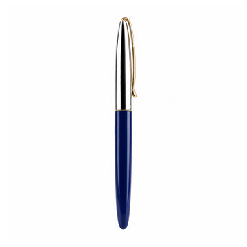 Camlin Trinity Fountain Pen – Blue Body, Silver Cap, 24K Gold‑Plated Fine Nib