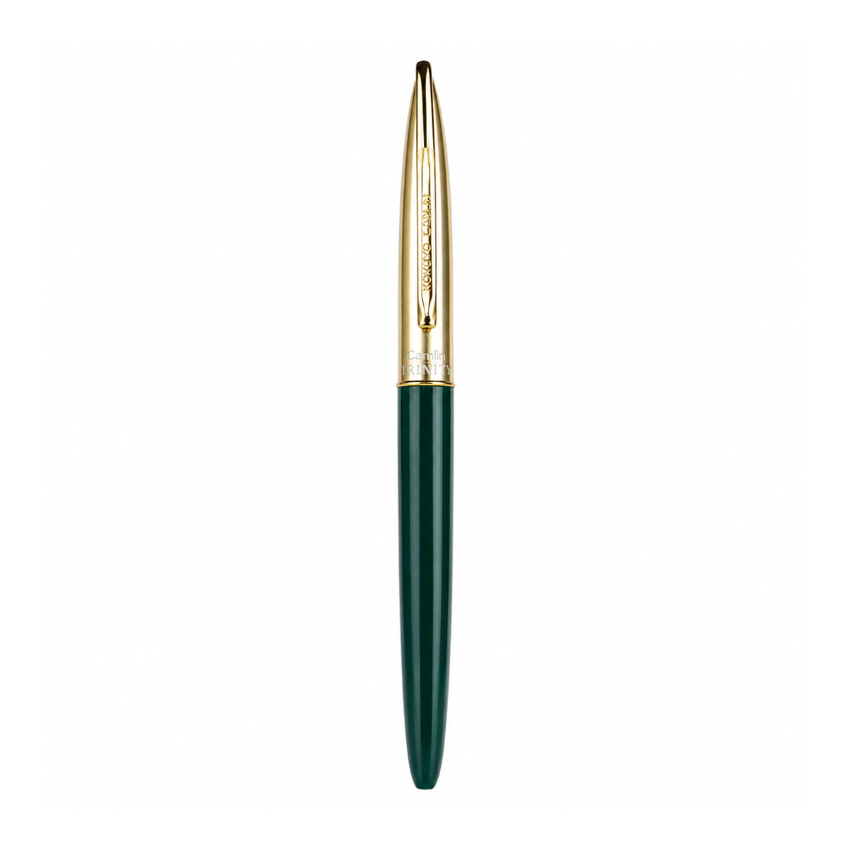 Camlin Trinity Fountain Pen – Black Body, Silver Cap, 24K Gold‑Plated Fine Nib