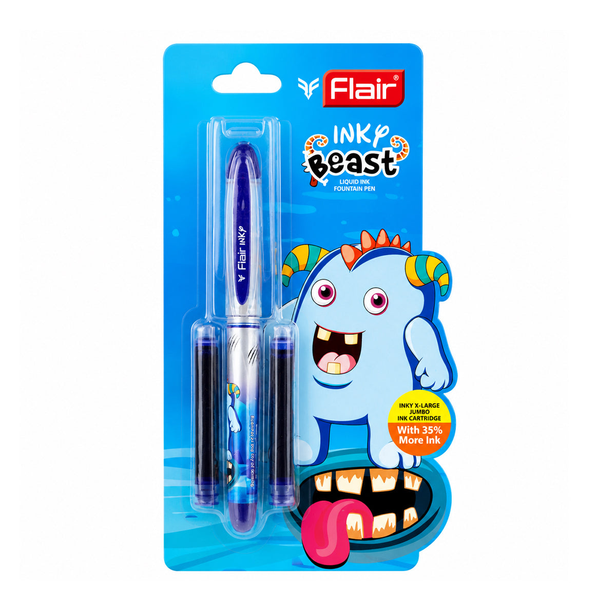 Flair Inky Beast Blue Fountain Pen – Pack of 2, Cartridge Filling