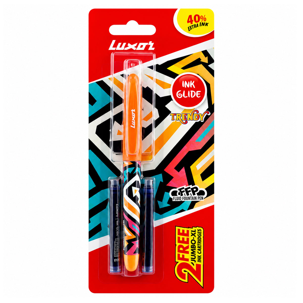 Luxor Ink Glide Trendy Fountain Pen Pack of 3