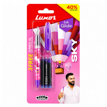 Luxor Ink Glide Sky Fountain Pen – Pink & Purple, Pack of 2