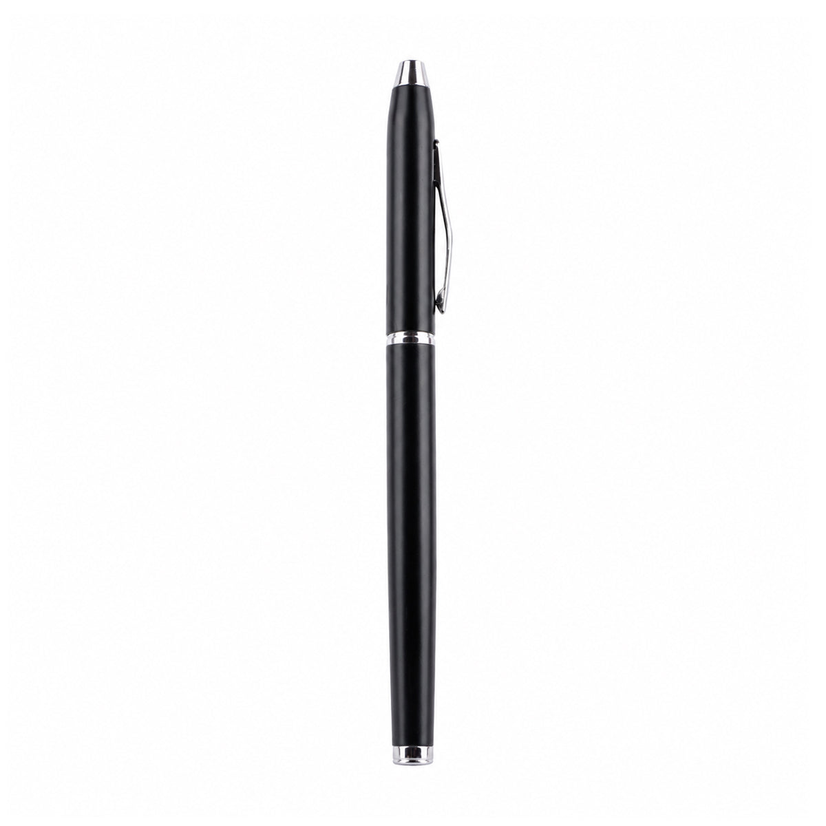 The Writershub Matte Black Metal Roller Ball Pen | Blue Ink | Cap Type