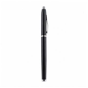 The Writershub Matte Black Metal Roller Ball Pen | Blue Ink | Cap Type