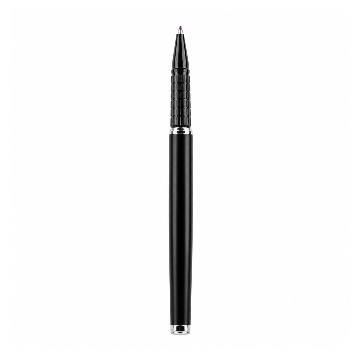 The Writershub Matte Black Metal Roller Ball Pen | Blue Ink | Cap Type