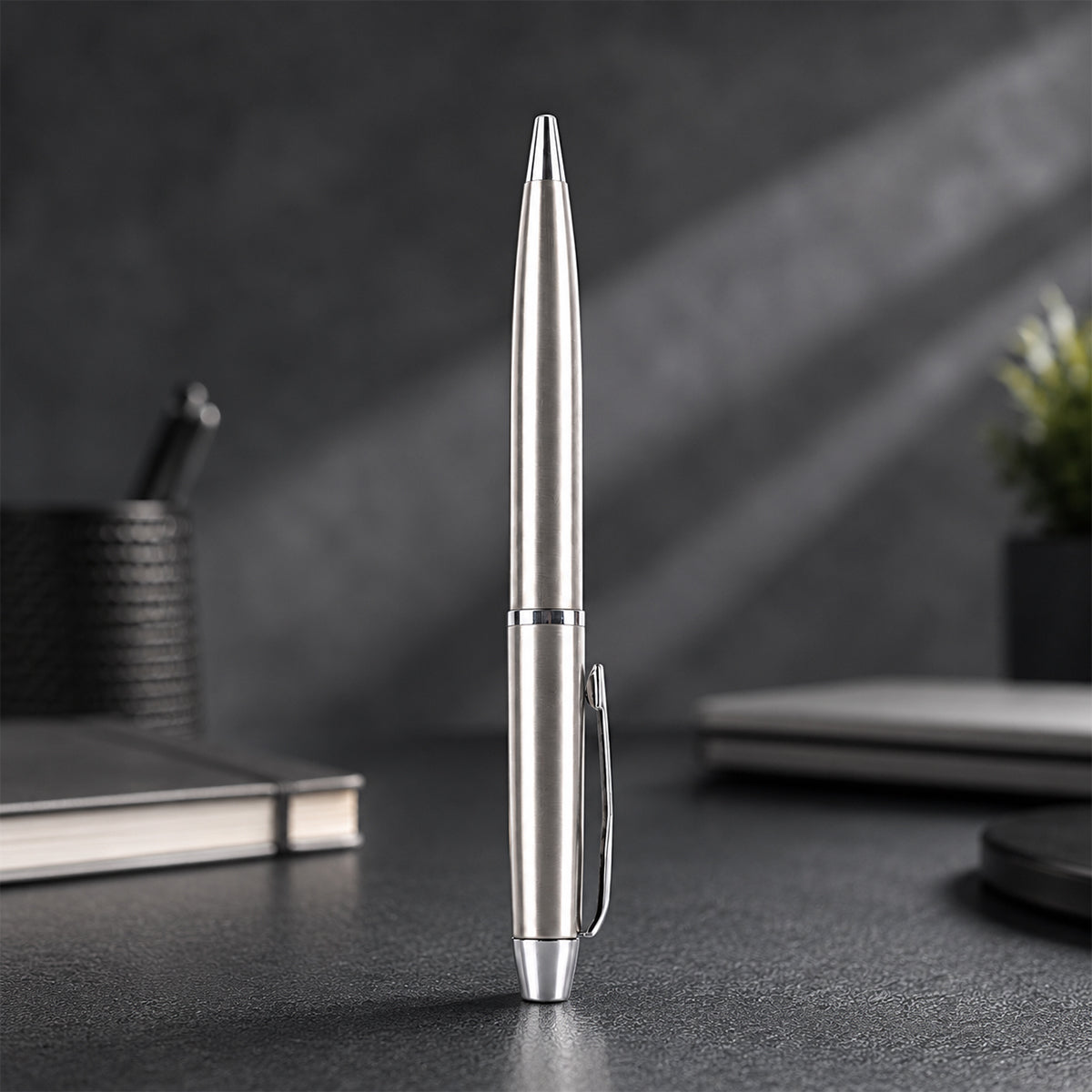 The Writershub Silver Metal Ball Pen — Blue Ink, Twist Mechanism