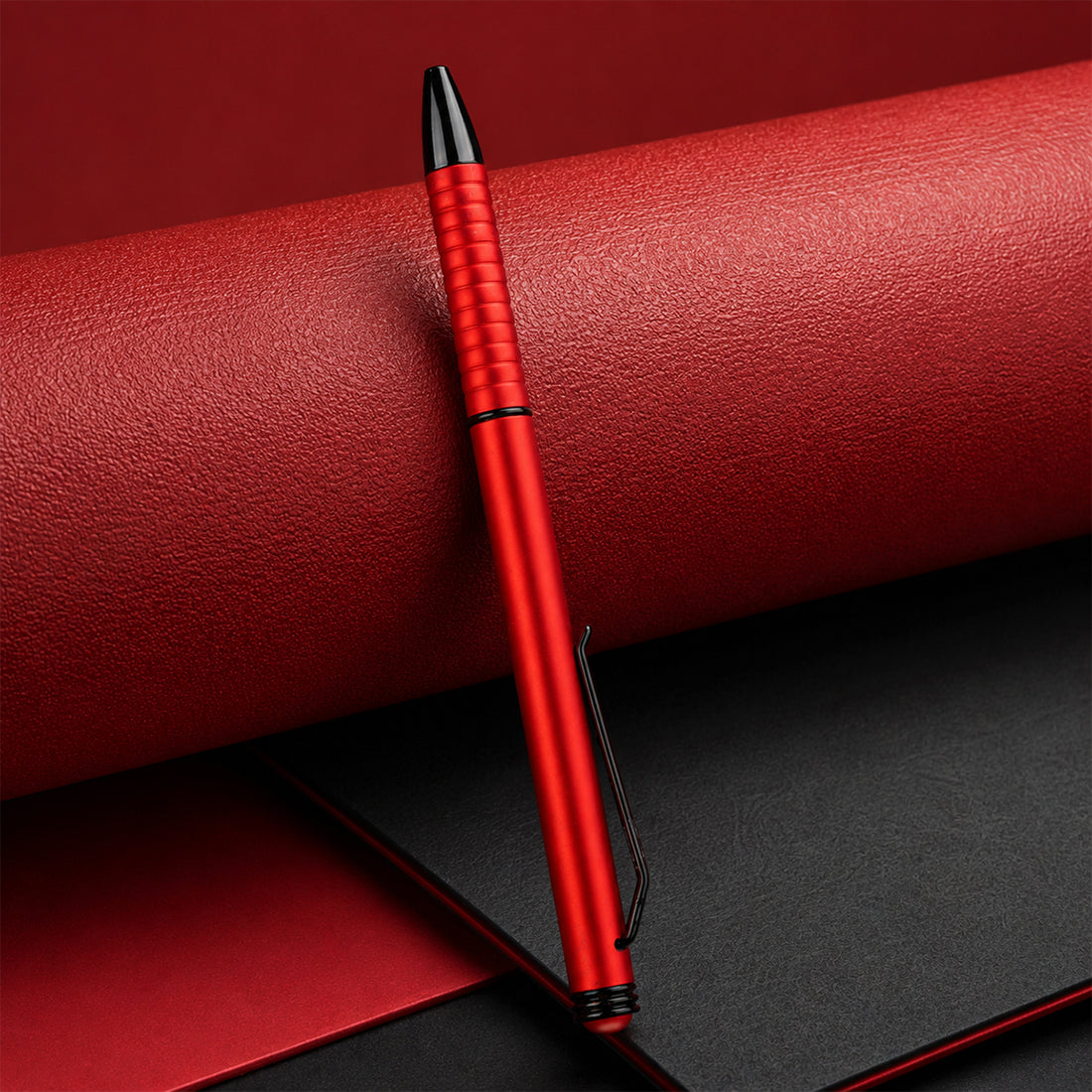 The Writershub Red Metal Twist Ball Pen — Blue Ink, Black Clip