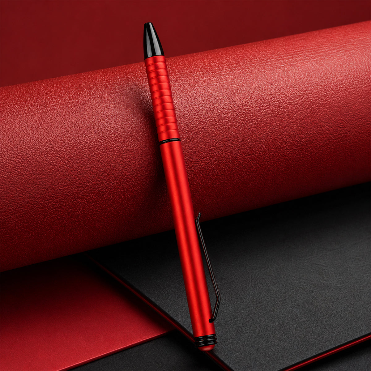 The Writershub Red Metal Twist Ball Pen — Blue Ink, Black Clip
