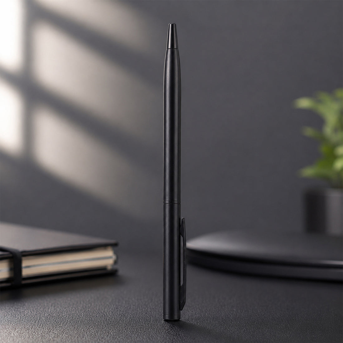 Slim Black Body and Cap – Twist Type Ball Pen