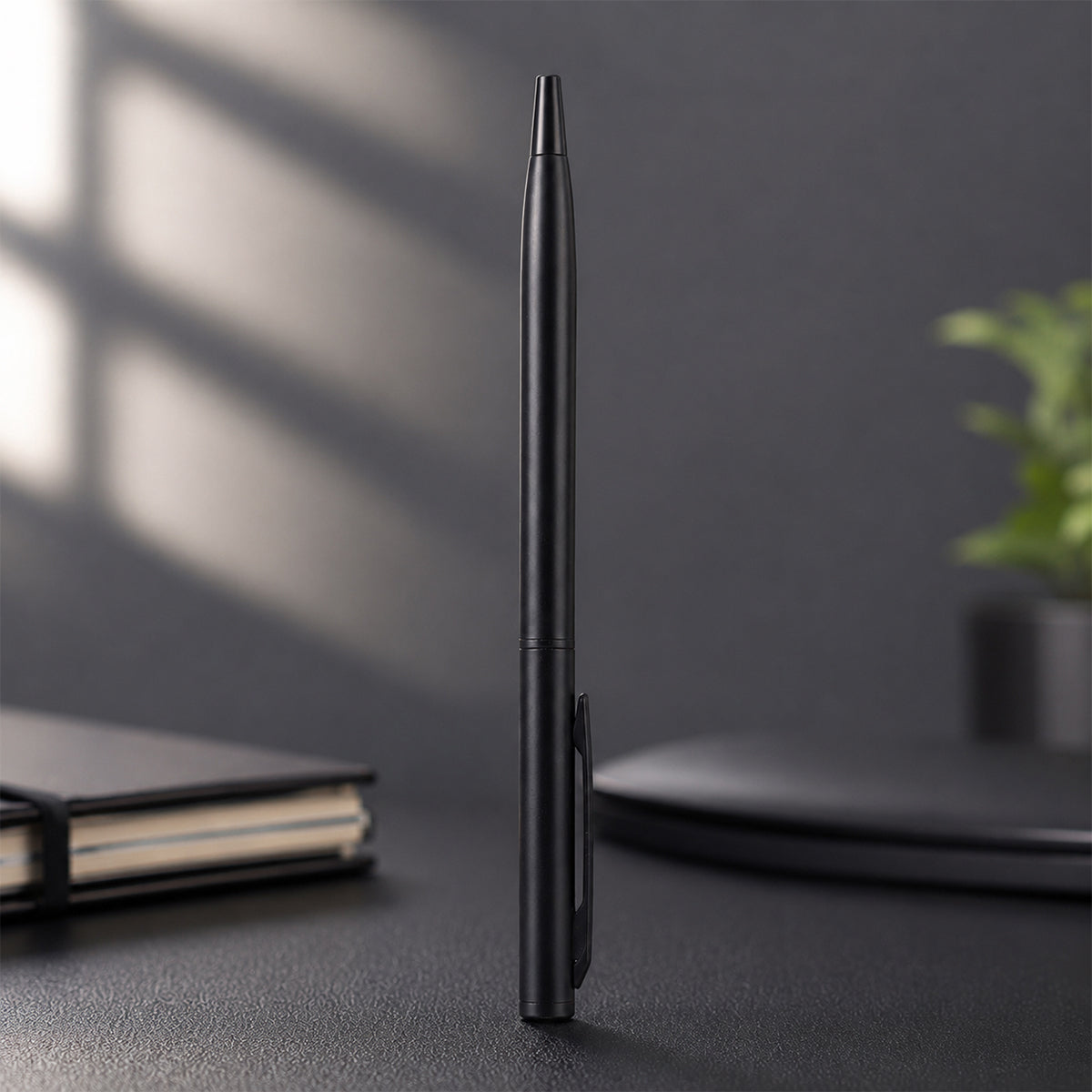 Slim Black Body and Cap – Twist Type Ball Pen