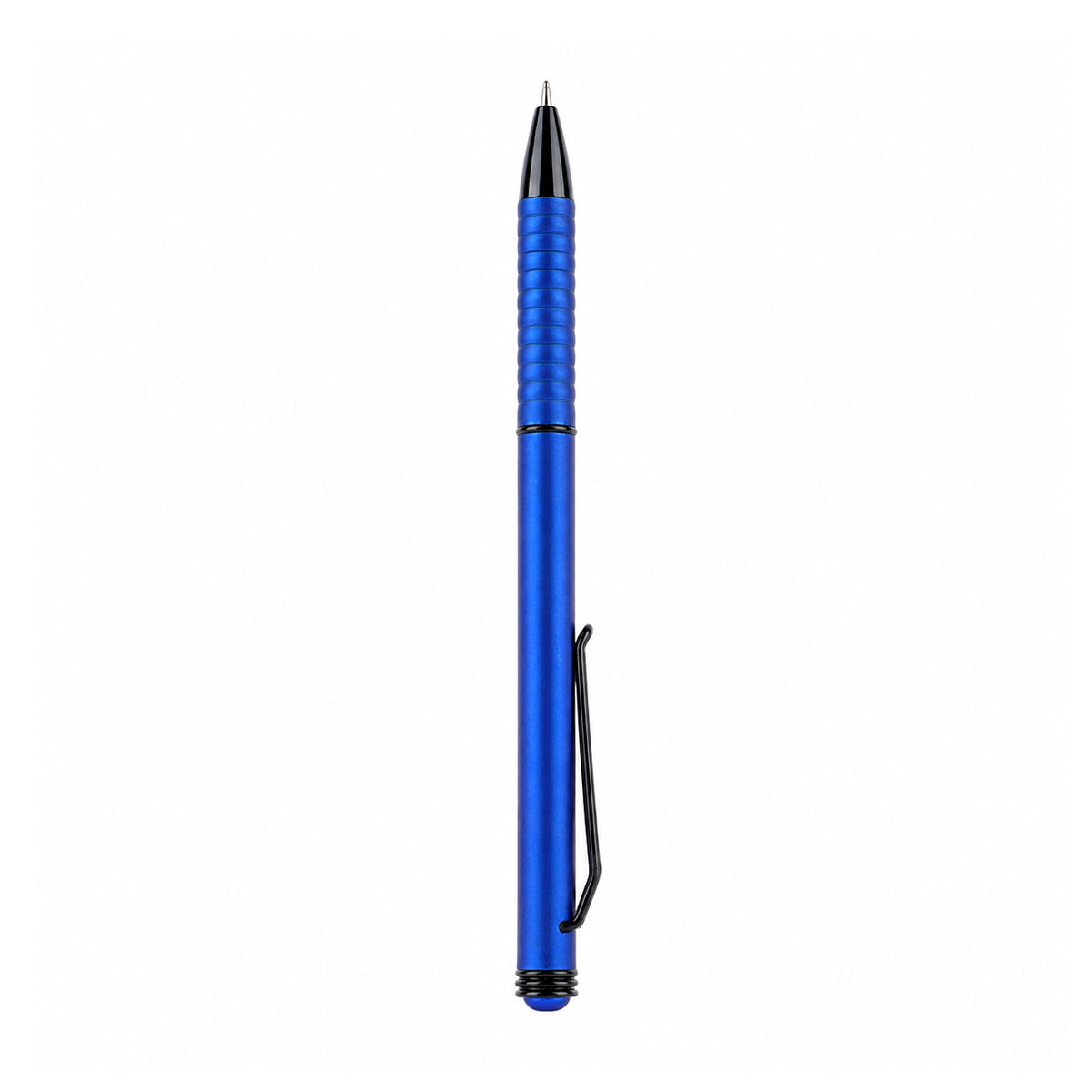 The Writershub Blue Metal Twist Ball Pen — Blue Ink, Black Clip