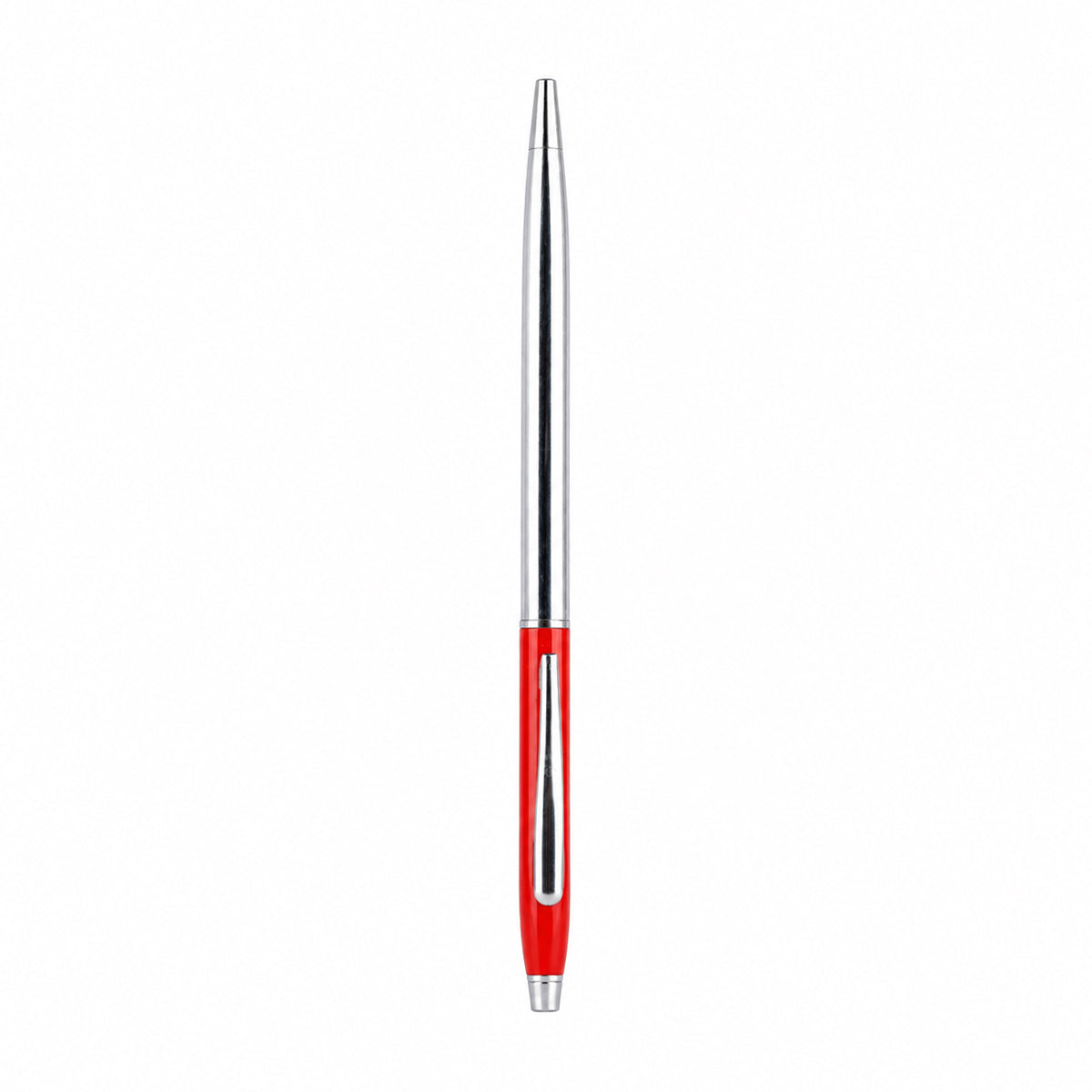 Slim Silver Body Ball Pen with Red Accents
