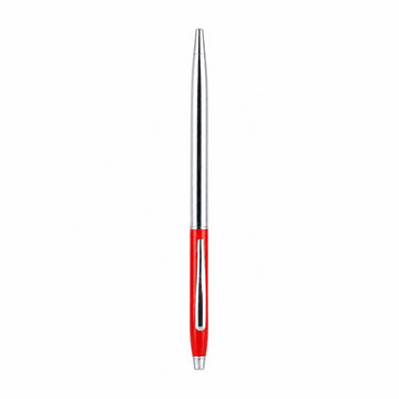 Slim Silver Body Ball Pen with Red Accents