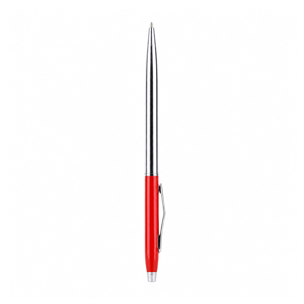 Slim Silver Body Ball Pen with Red Accents