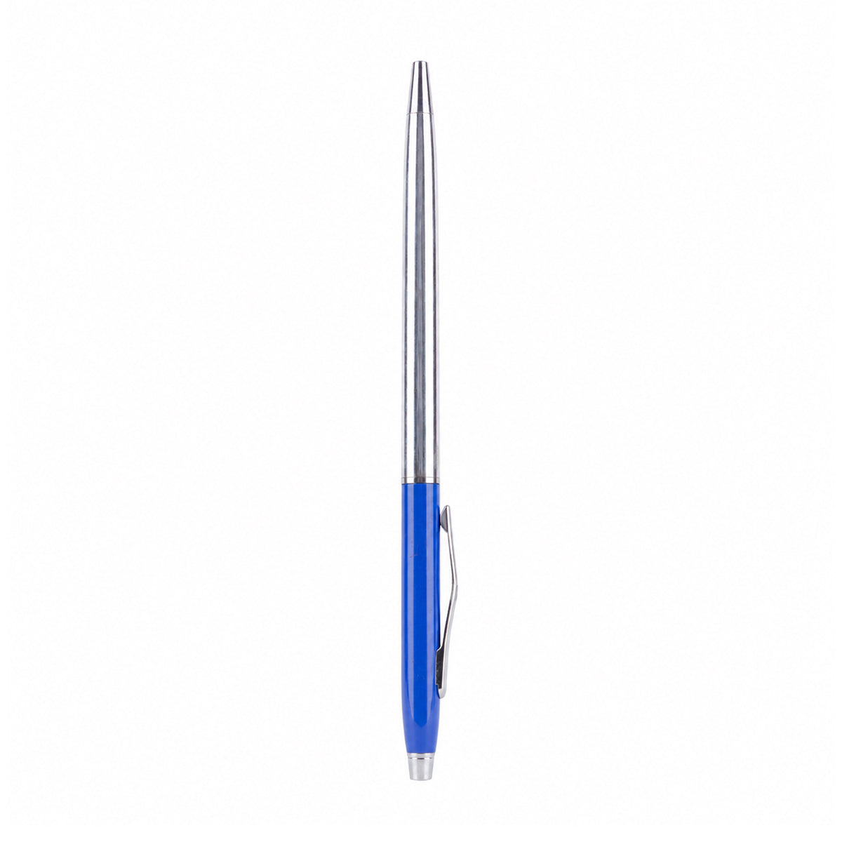 Slim Silver Body Ball Pen with Blue Accents – Twist Mechanism | Premium Metal Ballpoint with Blue Ink