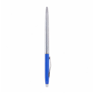 Slim Silver Body Ball Pen with Blue Accents – Twist Mechanism | Premium Metal Ballpoint with Blue Ink
