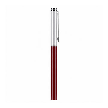 Penhouse Handmade Slimy 75 Maroon & Black Ebonite Ball Pen — Fine Tip (Blue Ink)