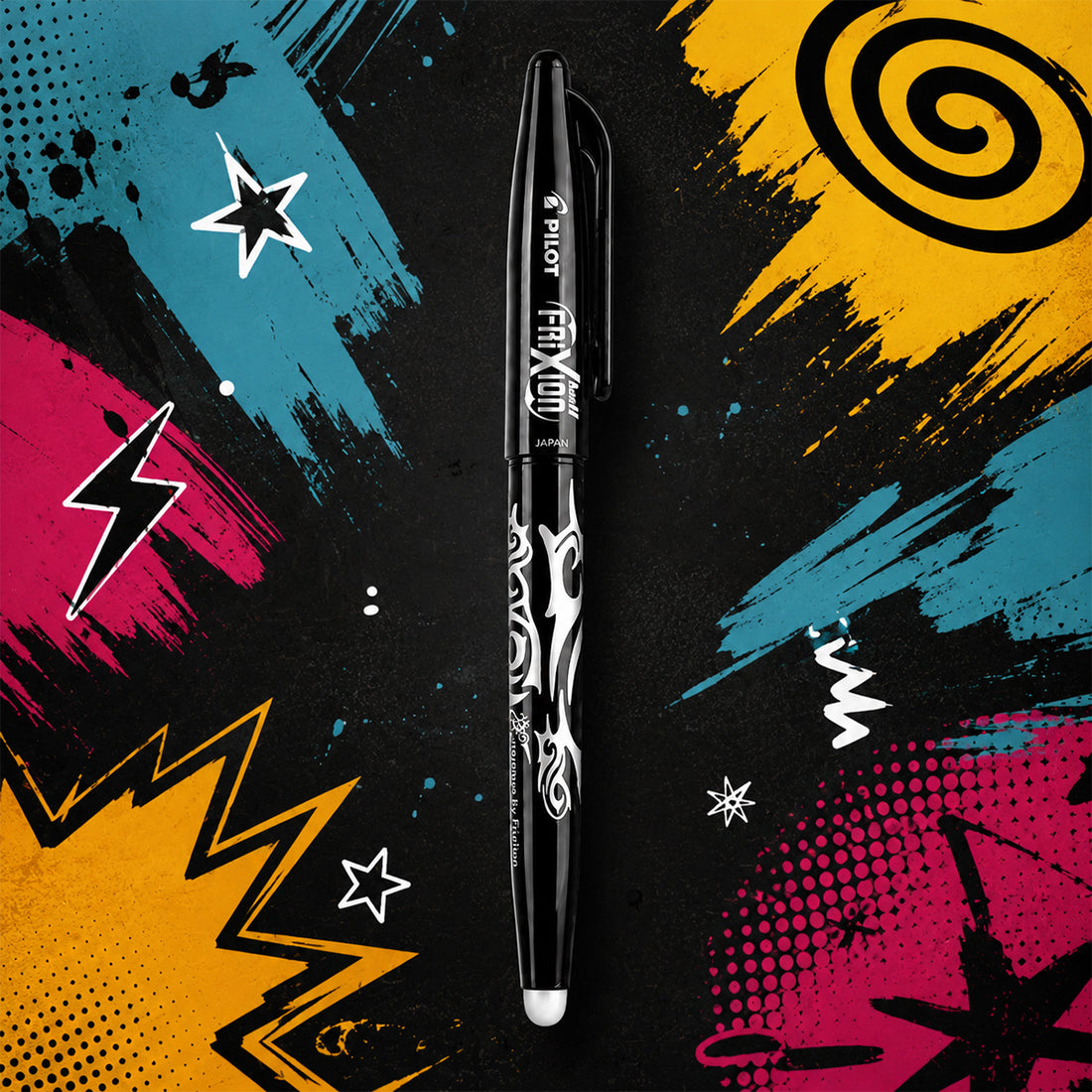 Pilot Frixion Erasable Black Rollerball Pen — Revolutionary Thermo-Sensitive Gel Ink with Built-In Eraser