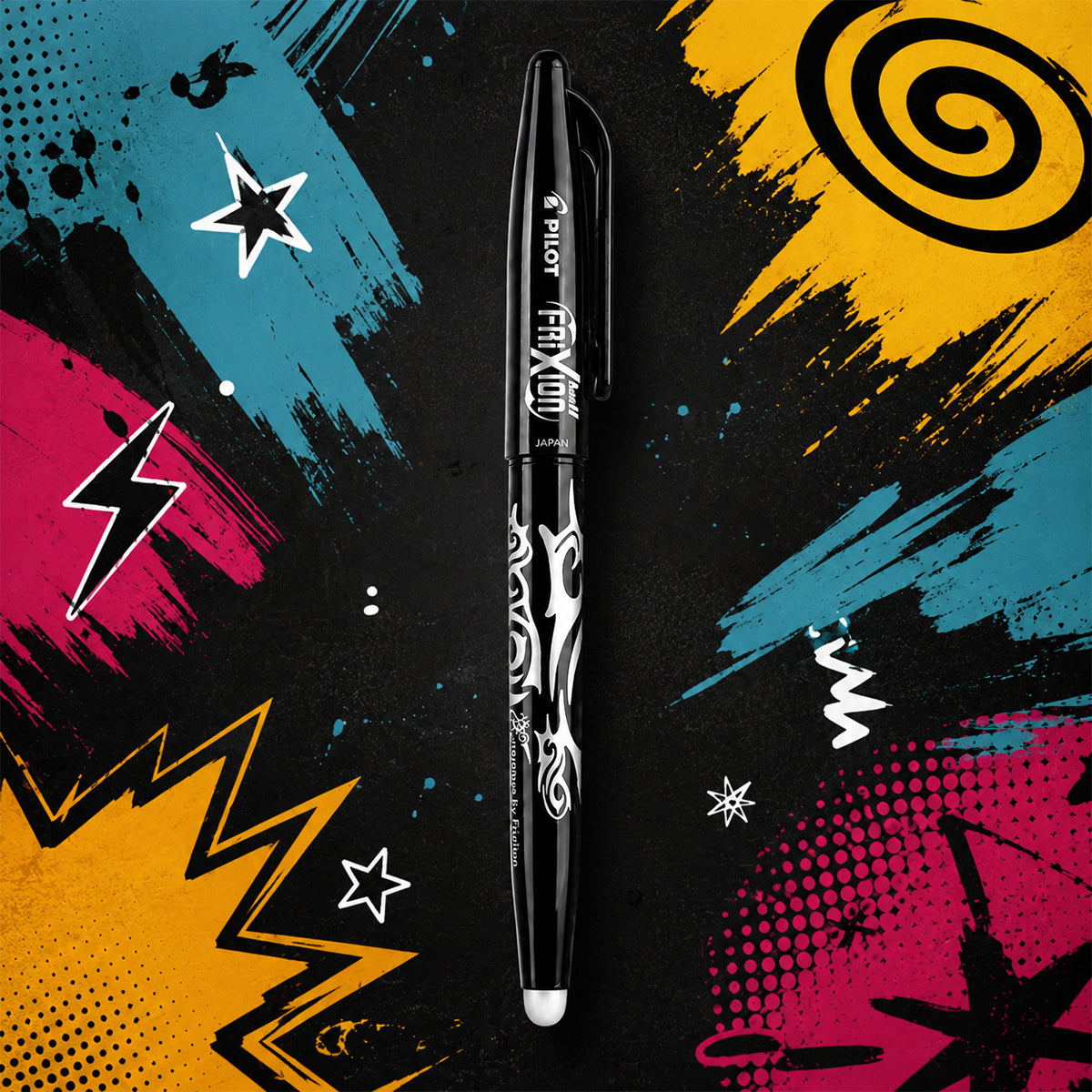 Pilot Frixion Erasable Black Rollerball Pen — Revolutionary Thermo-Sensitive Gel Ink with Built-In Eraser