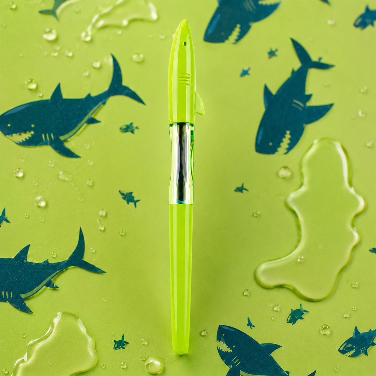 Jinhao Shark Green Roller Ball Pen — Blue Ink, Shark-Fin Clip