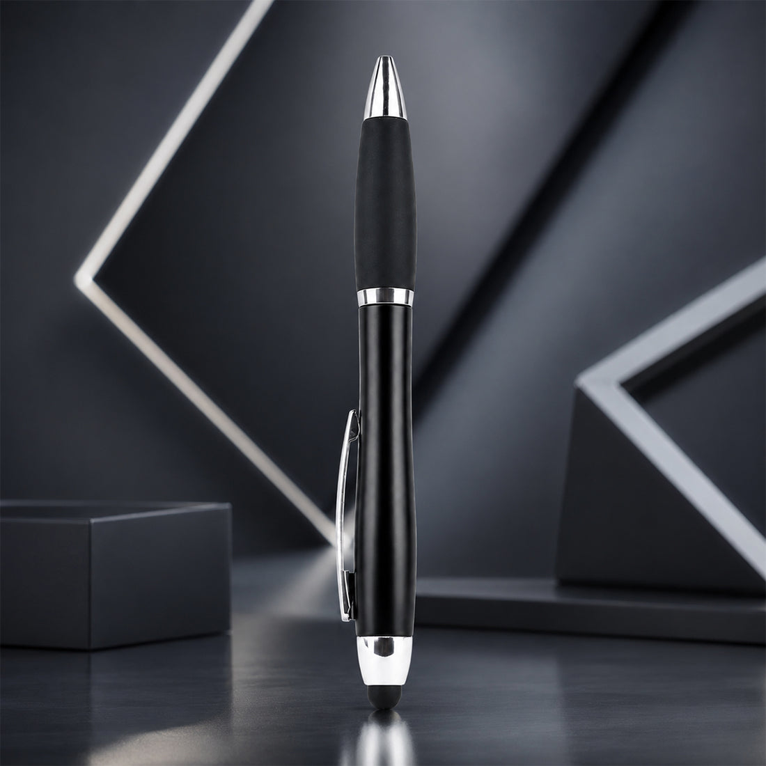 The Writershub Black Grip 2‑in‑1 Ballpoint & Stylus Pen — Blue Ink