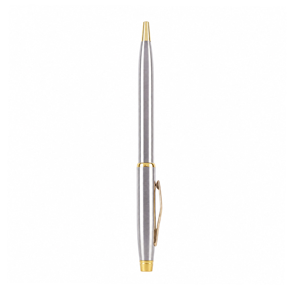 Silver Barrel Twist Ball Pen – Gold Clip