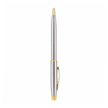 Silver Barrel Twist Ball Pen – Gold Clip