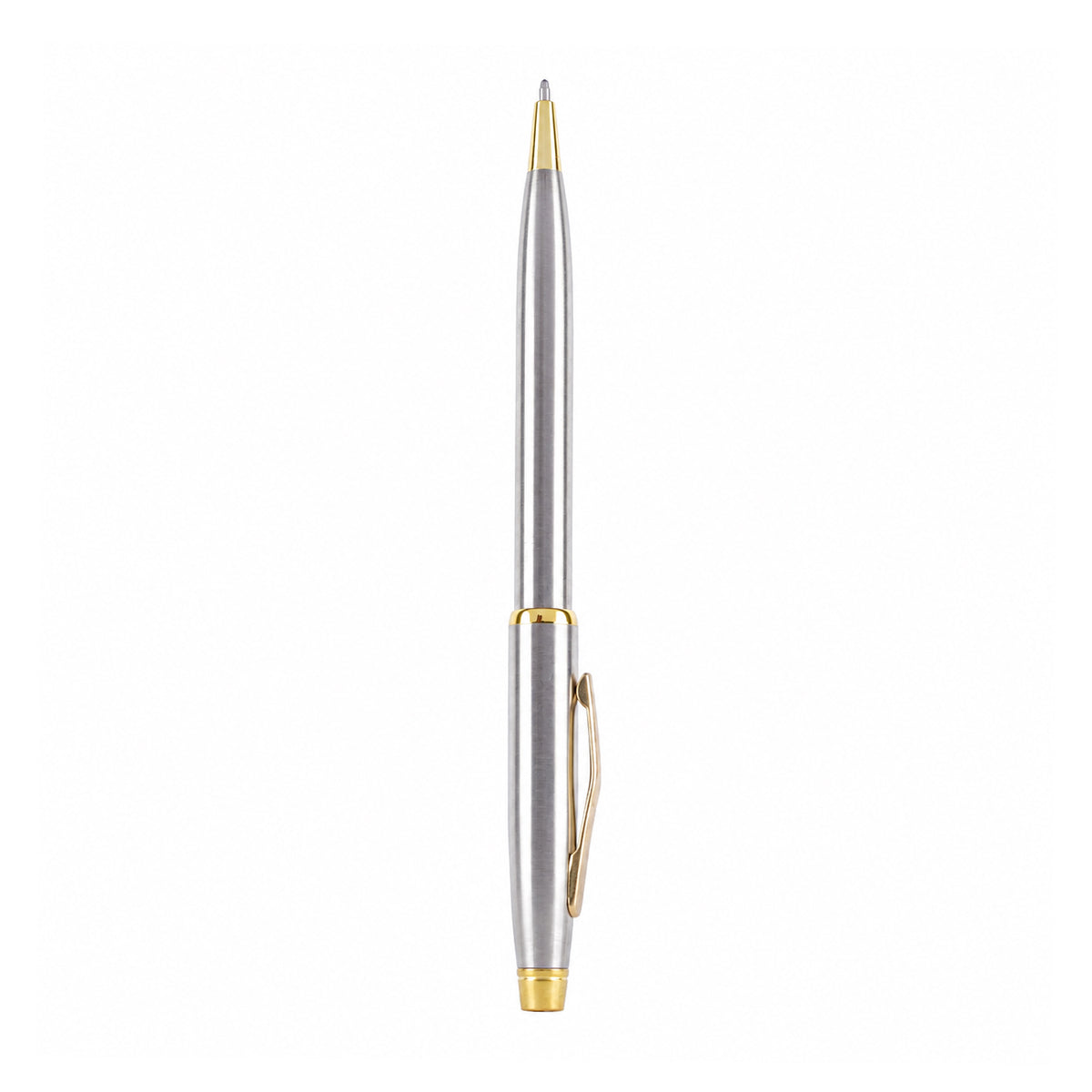 Silver Barrel Twist Ball Pen – Gold Clip