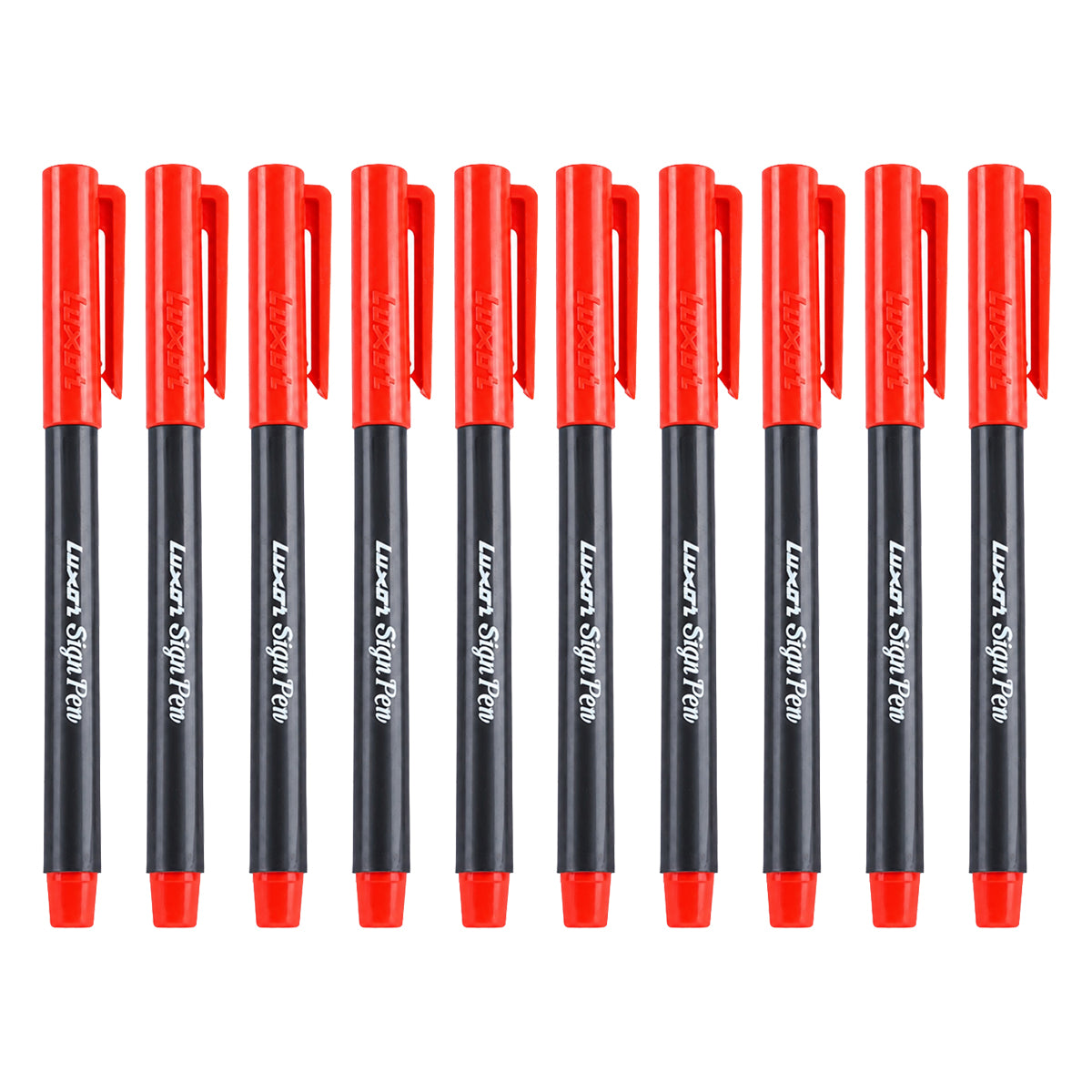 Luxor Sign Pen Pack of 5 — Red Ink Fine Tip Fibre Pen