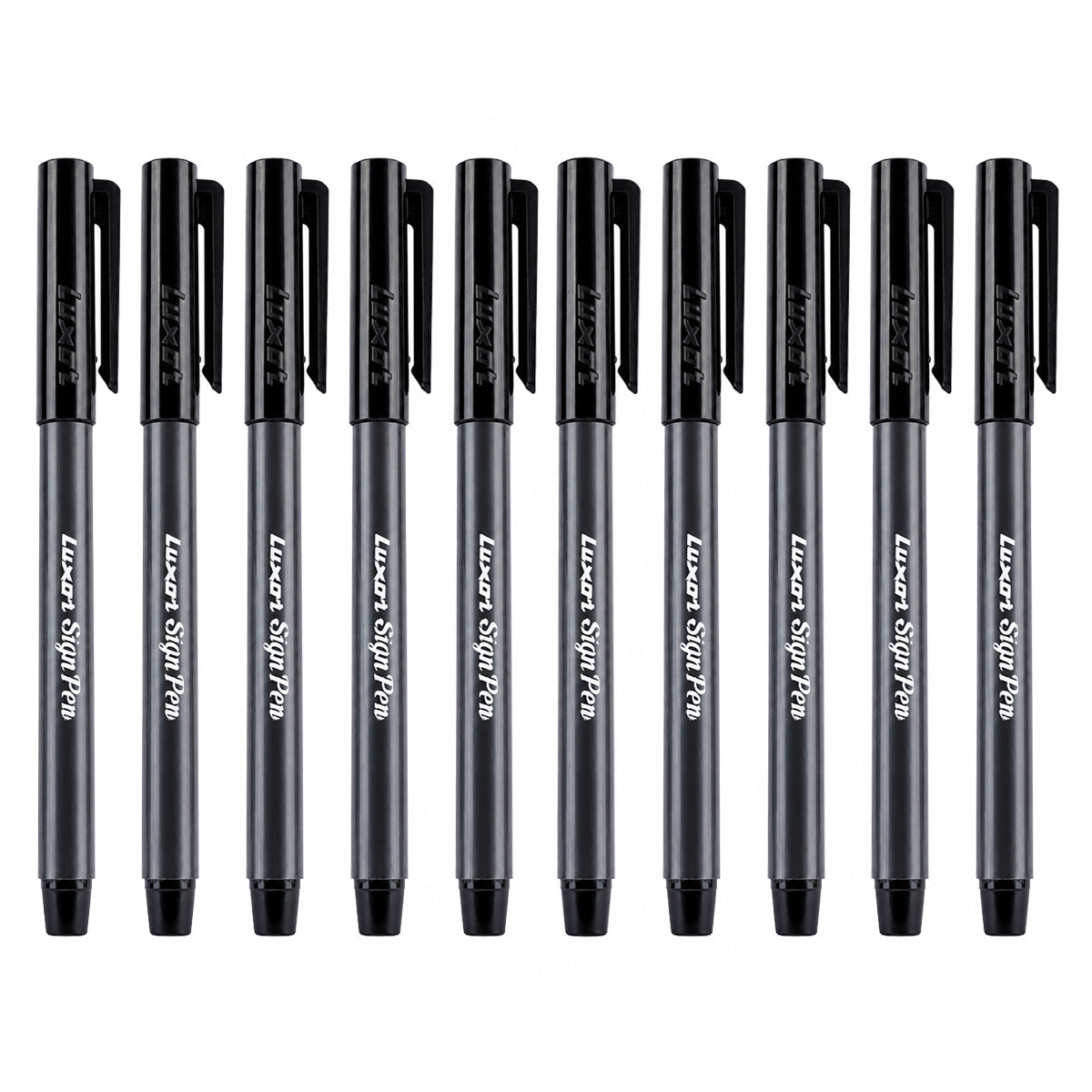 Luxor Sign Pen Pack of 5 — Black Ink Fine Tip Fibre Pen