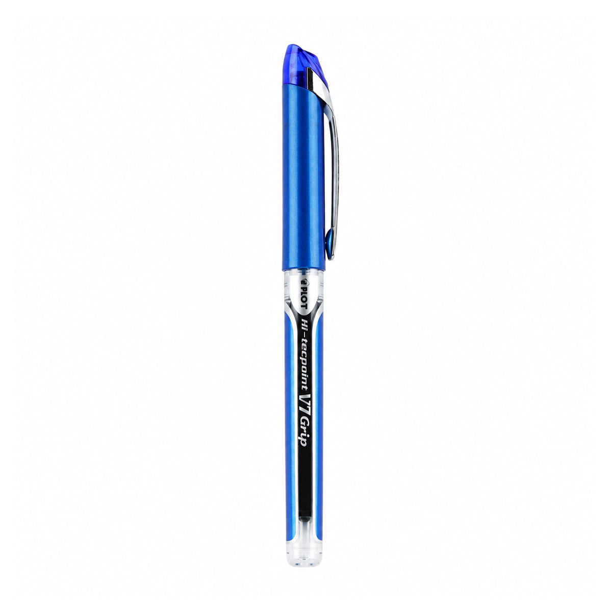 Pilot Hi-Tecpoint V7 Grip Blue Rollerball Pen — 0.7mm Medium Liquid Ink with Dimpled Grip