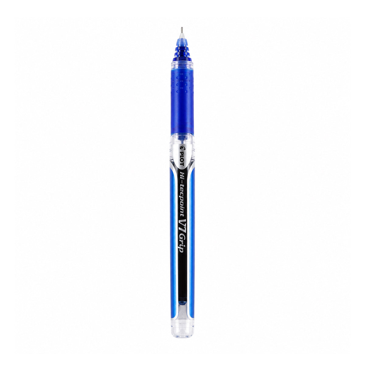 Pilot Hi-Tecpoint V7 Grip Blue Rollerball Pen — 0.7mm Medium Liquid Ink with Dimpled Grip