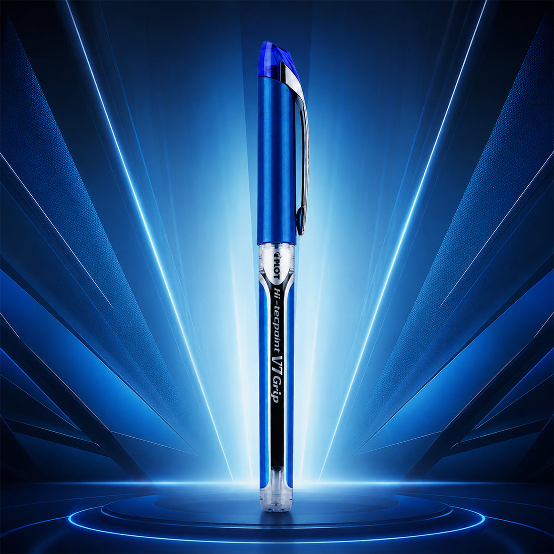 Pilot Hi-Tecpoint V7 Grip Blue Rollerball Pen — 0.7mm Medium Liquid Ink with Dimpled Grip