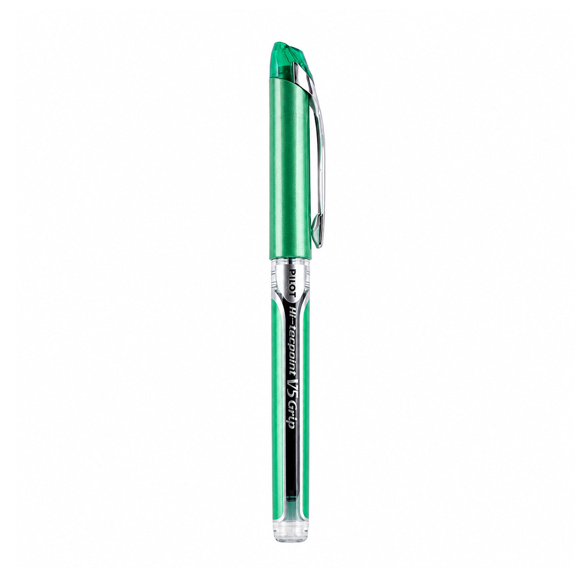 Pilot Hi-Tecpoint V5 Grip Green Rollerball Pen — 0.5mm Ultra-Fine Liquid Ink with Ergonomic Grip