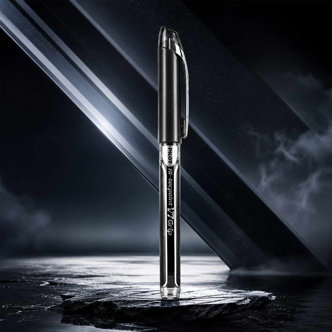 Pilot Hi-Tecpoint V5 Grip Black Rollerball Pen — 0.5mm Ultra-Fine Liquid Ink with Dimpled Grip