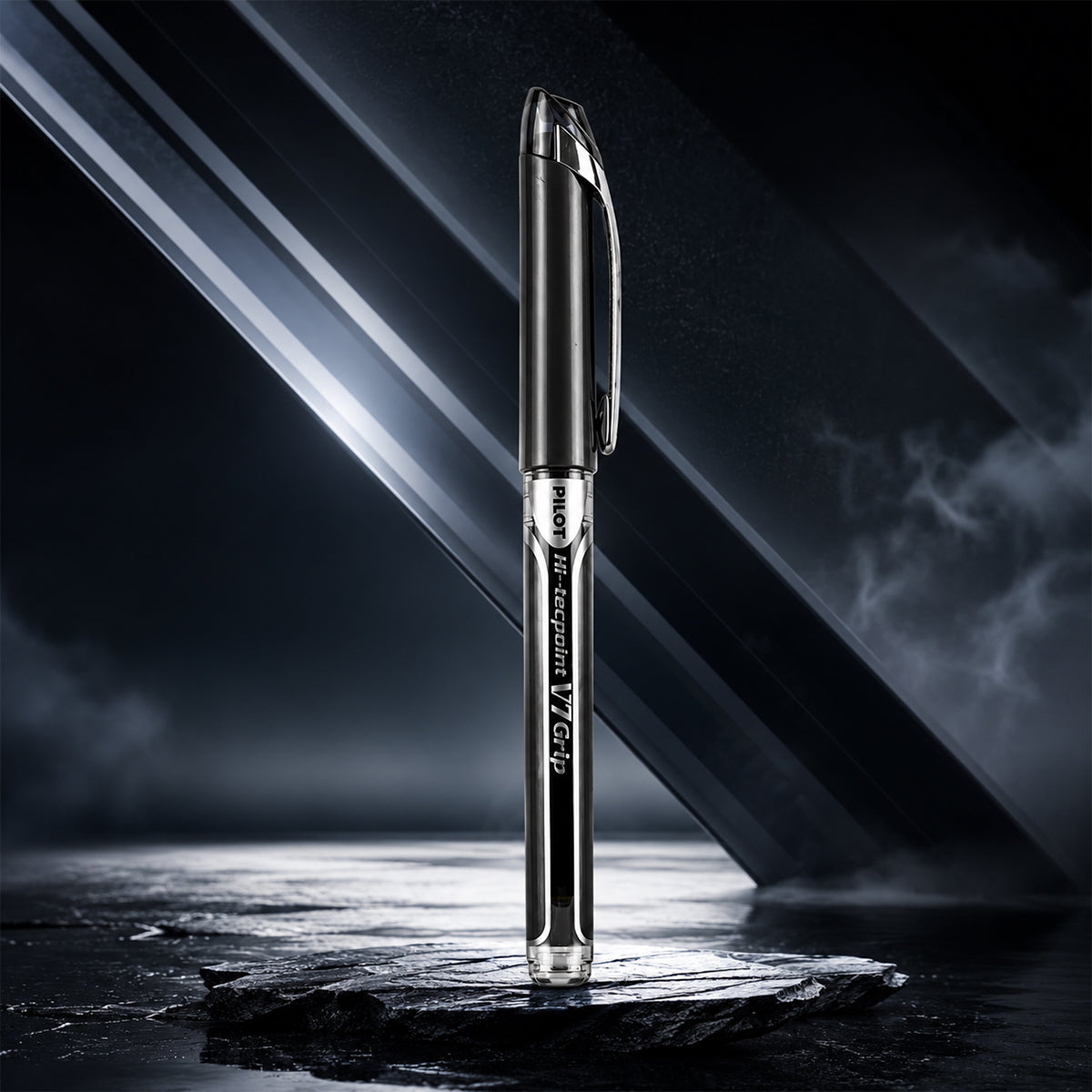 Pilot Hi-Tecpoint V5 Grip Black Rollerball Pen — 0.5mm Ultra-Fine Liquid Ink with Dimpled Grip