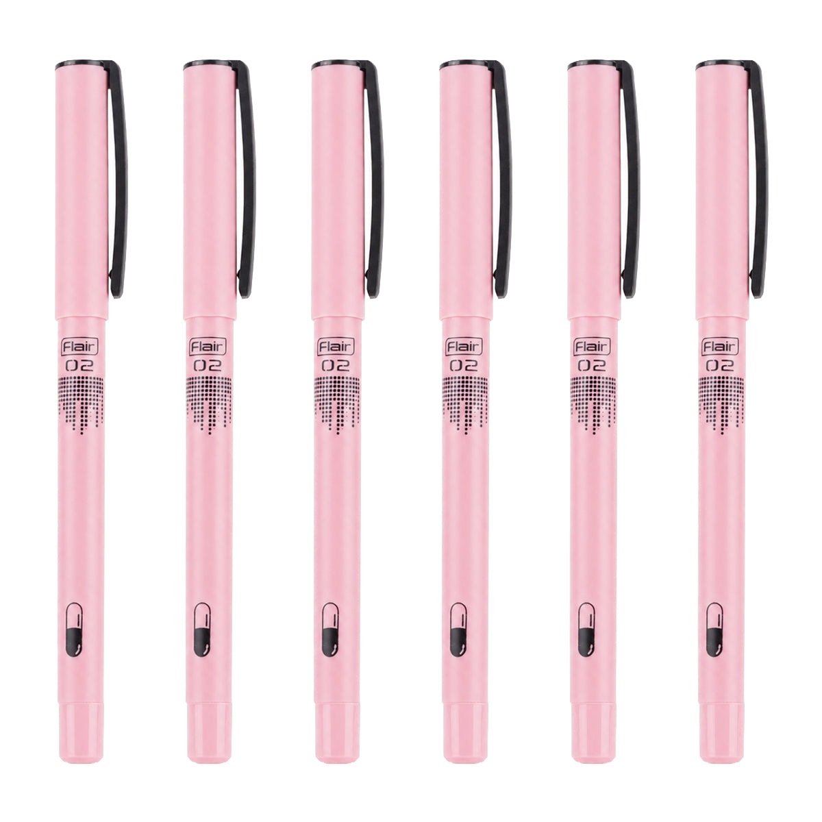 Flair O2 Pink Colour Ball Pen — 0.6mm Fine Tip with Textured Rubber Grip & Metal Clip