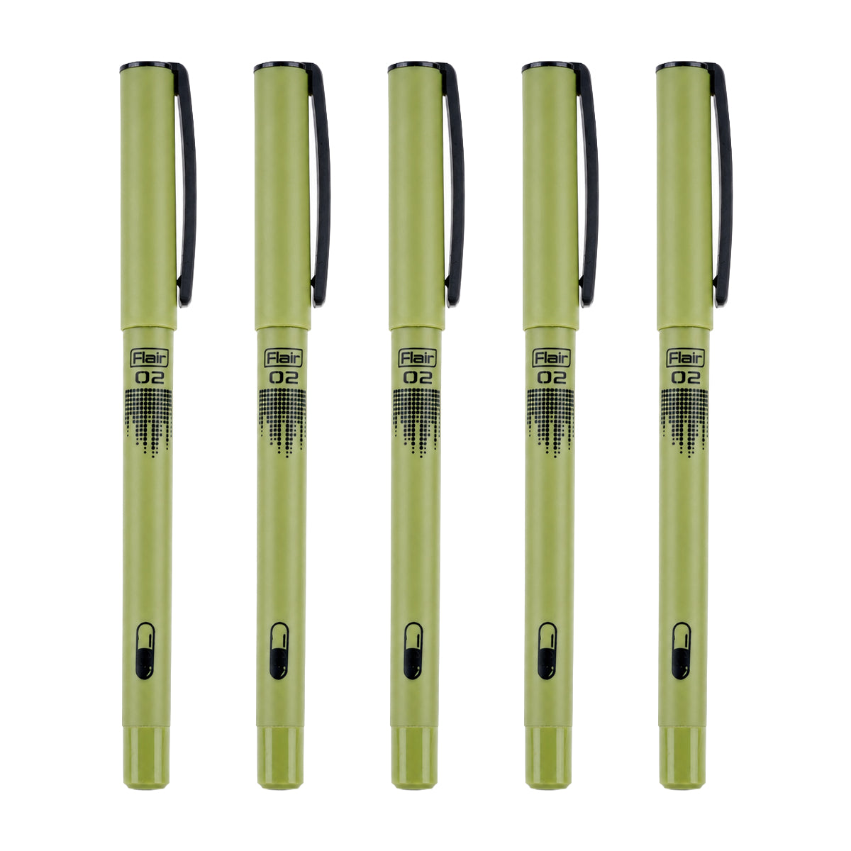 Flair O2 Green Ball Pen — Smooth Fine Tip with Ergonomic Grip, Blue Ink