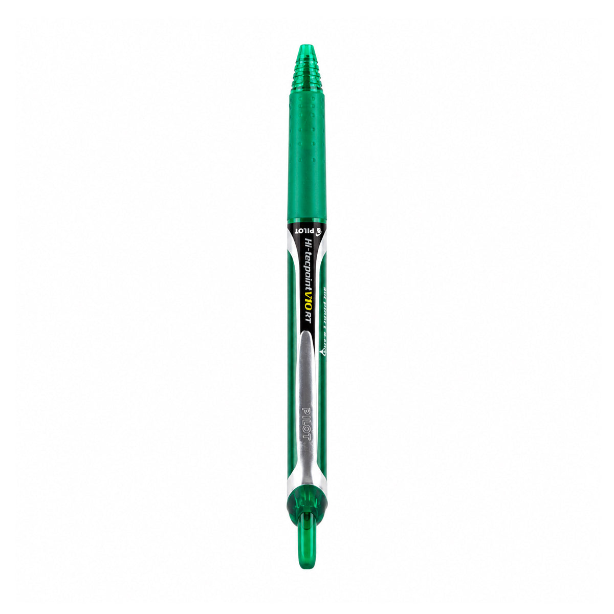 Pilot Hi-Tecpoint V10 RT Green Rollerball Pen — 1.0mm Broad Refillable Retractable with Rubber Grip