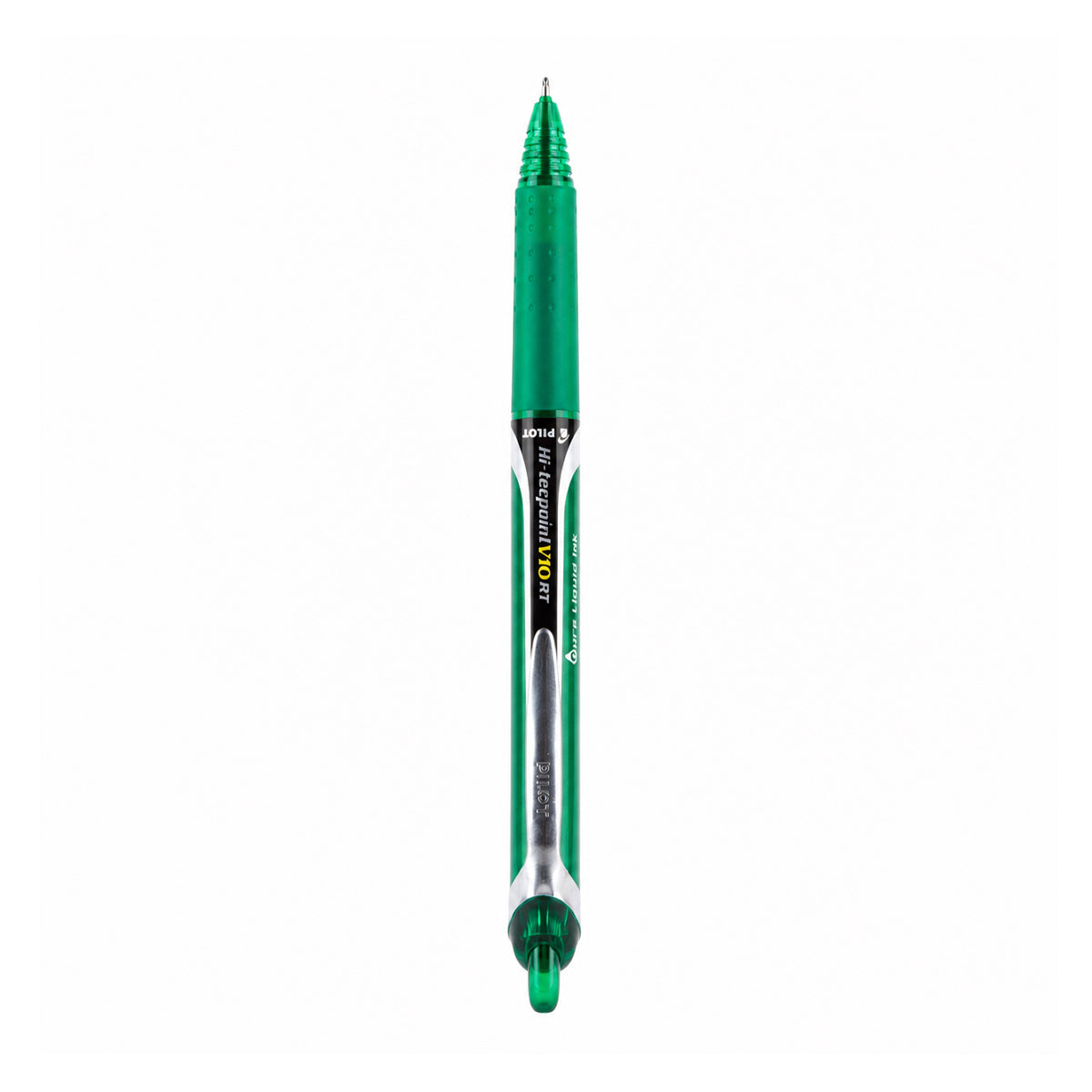 Pilot Hi-Tecpoint V10 RT Green Rollerball Pen — 1.0mm Broad Refillable Retractable with Rubber Grip