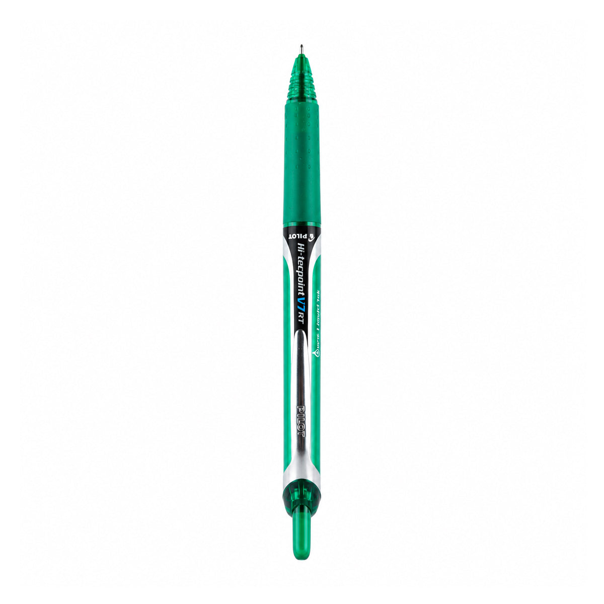 Pilot Hi-Tecpoint V7 RT Green Rollerball Pen — 0.7mm Refillable Retractable with Rubber Grip