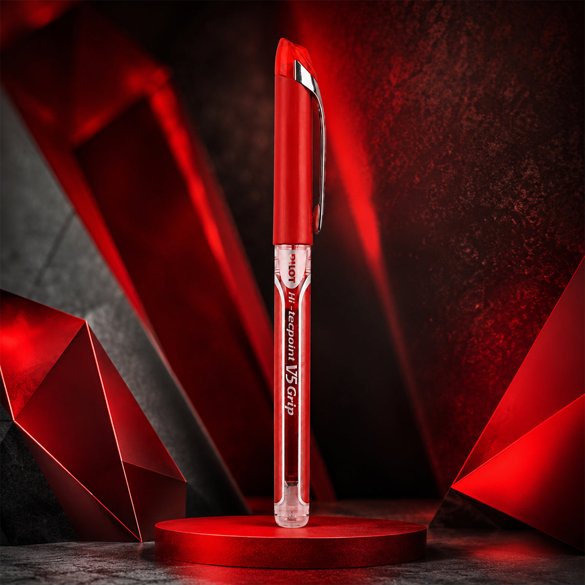 Pilot Hi-Tecpoint V5 Grip Red Rollerball Pen — Red Ink