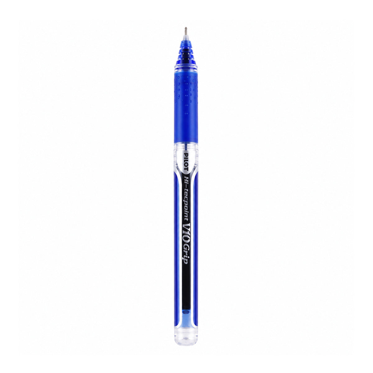 Pilot Hi-Tecpoint V10 Grip Blue Rollerball Pen — 1.0mm Broad Liquid Ink with Dimpled Grip