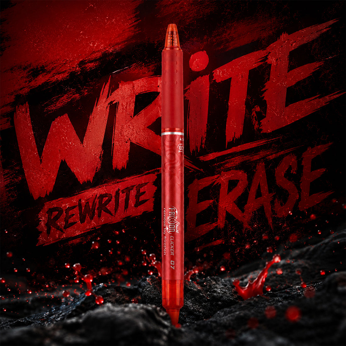 Pilot FriXion Clicker Erasable Red Rollerball Pen — Red Ink