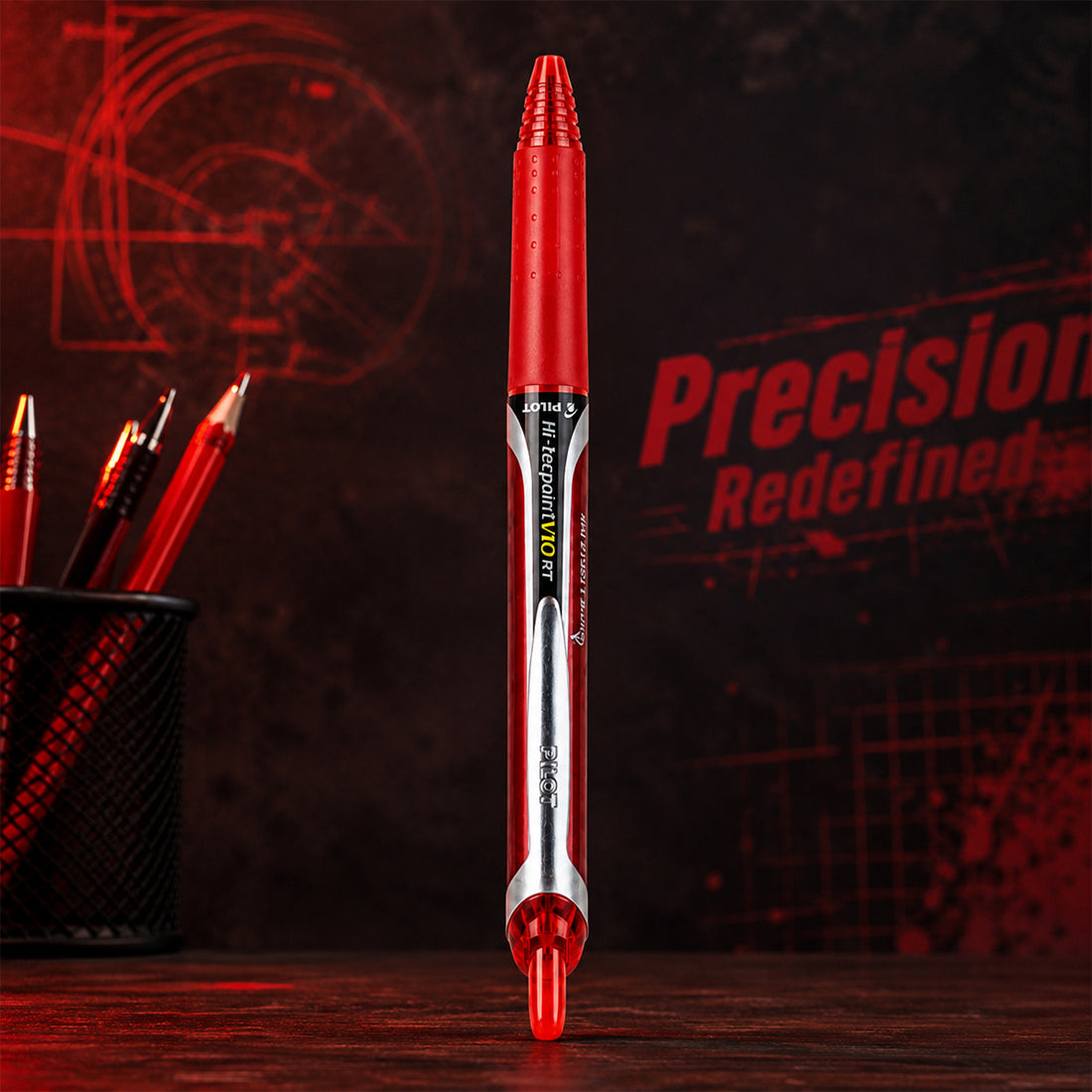 Pilot Hi-Tecpoint V10 RT Red Rollerball Pen — Red Ink