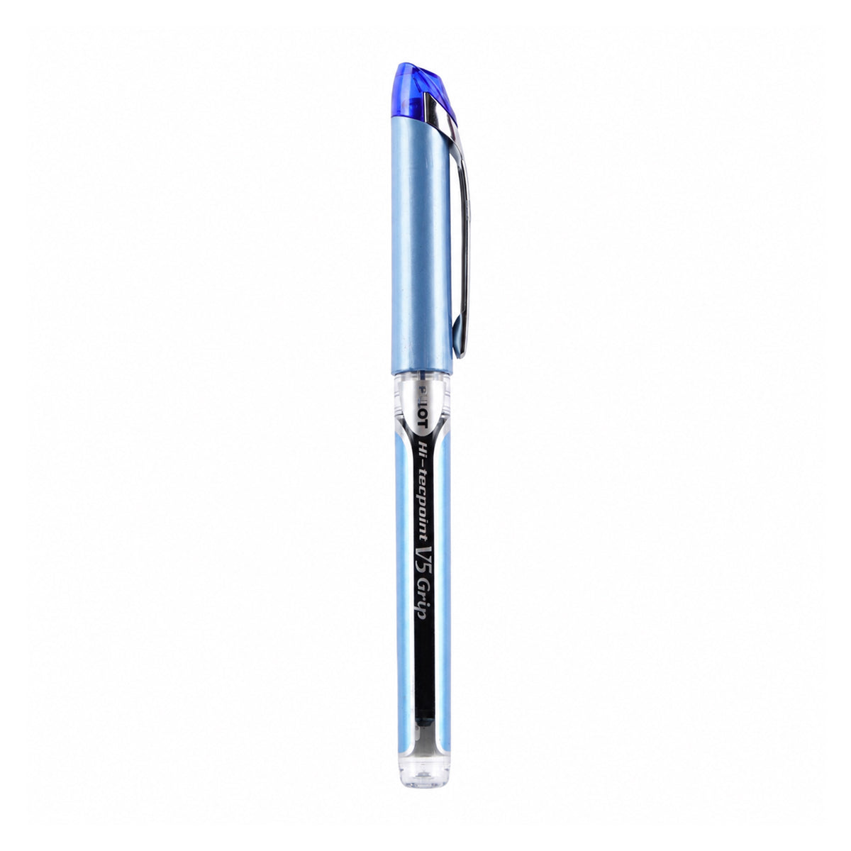 Pilot Hi-Tecpoint V5 Grip Blue Rollerball Pen — 0.5mm Ultra-Fine Liquid Ink with Dimpled Grip