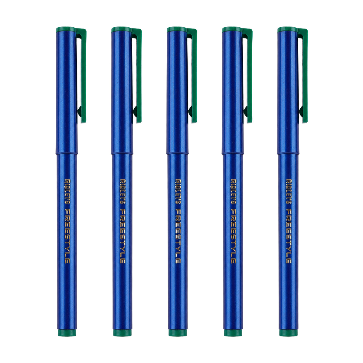 Ridleys Freestyle Pack of 5 — Green Ink Fibre Tip Stick Pen