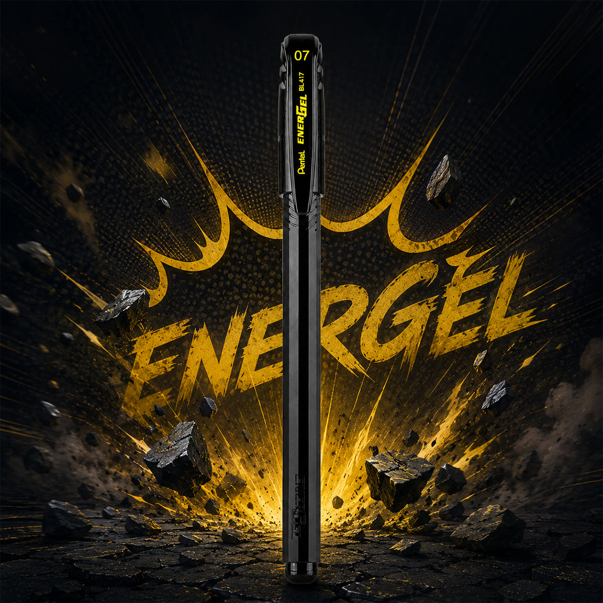 Pentel EnerGel – Black Body with Black Clip (Black Ink) Set of 2