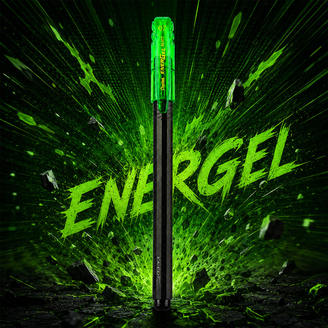 Pentel EnerGel Black & Light Green Gel Pen Set of 2